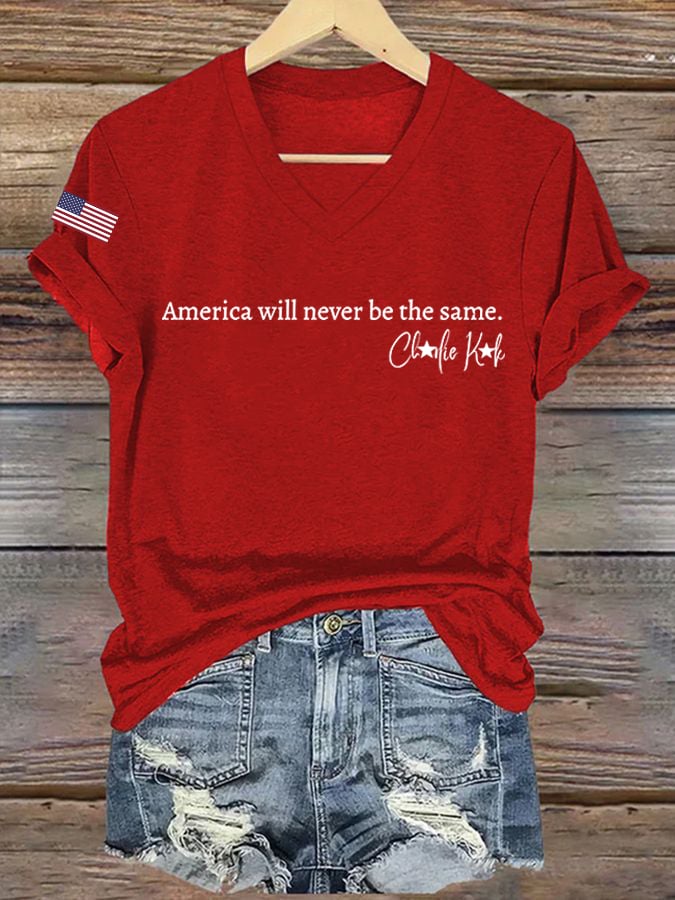 Women's Hot Spot Print V Neck T-shirt