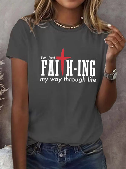 Women's Faith Printed Short-Sleeved T-Shirt