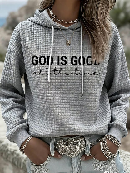 Women's God is Good All The Time Print Casual Hoodie