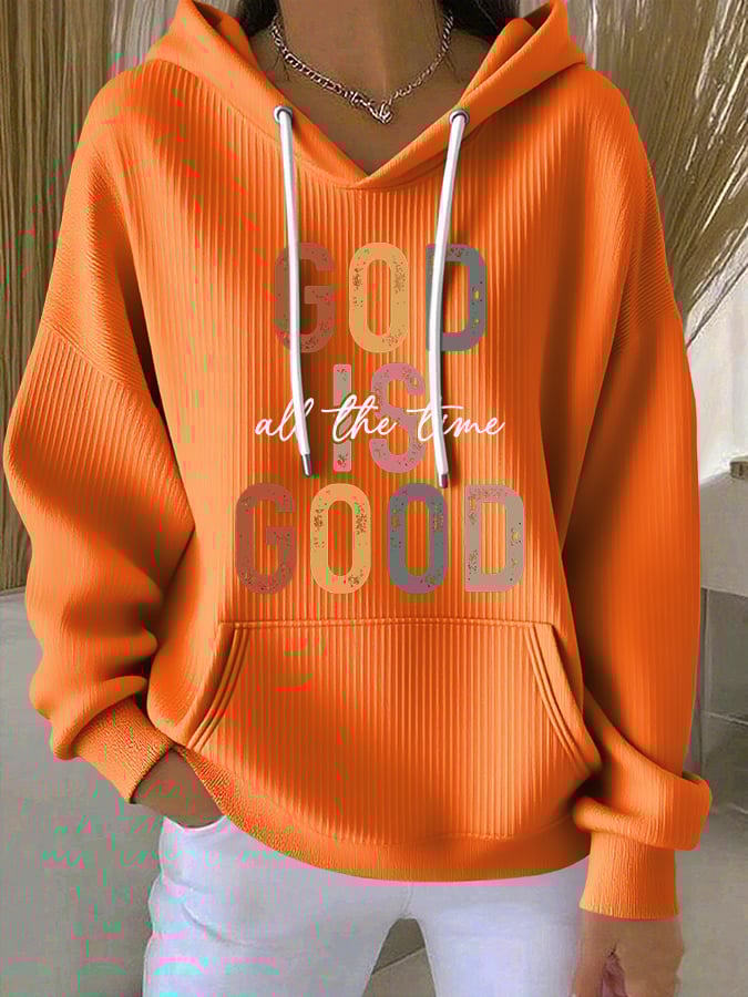 Women's God Is Good All The Time Print Casual Hoodie