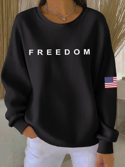 Women's Freedom American Flag Print Sweatshirt