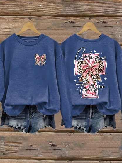 Women's God Is Good All The Time Print Casual Sweatshirt