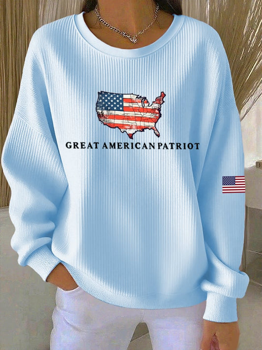 Women's Print Knit Crew Neck Long Sleeve Top