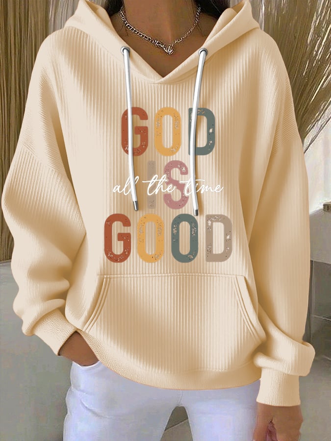 Women's God Is Good All The Time Print Casual Hoodie