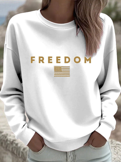 Women's Freedom Print Crew Neck Sweatshirt
