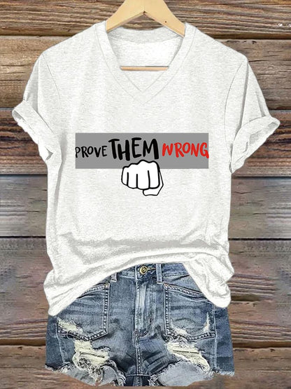 Women's Commemorative Print V Neck T-shirt