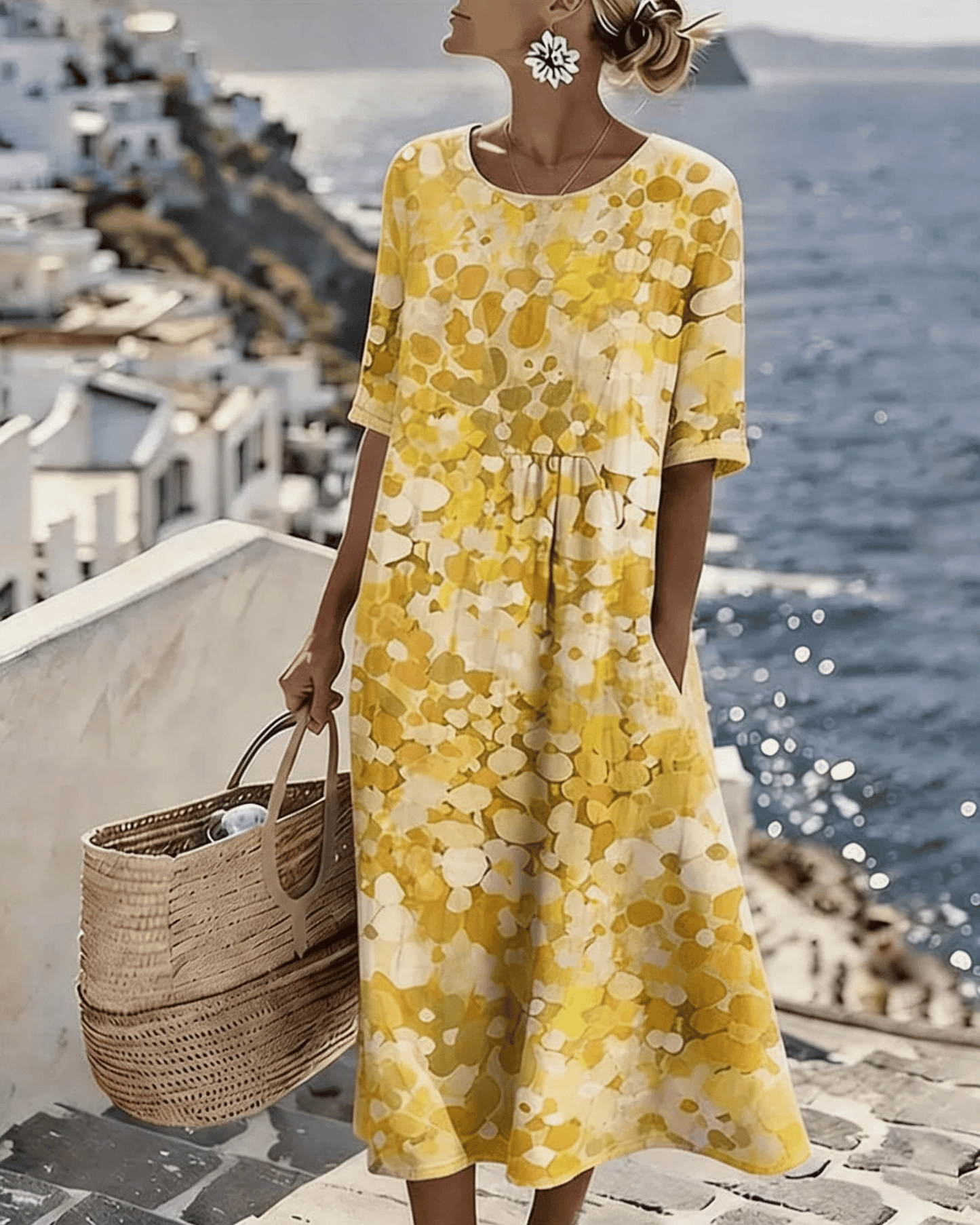 🌼Colour Bloom Watercolor Milk Silk Dress
