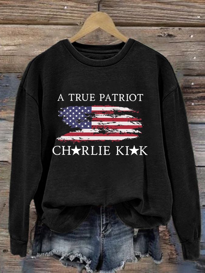 Women's Freedom American Flag Print Sweatshirt