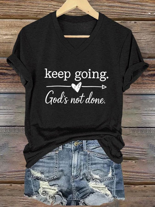 Women's Casual Christian Faith Graphic Print V-Neck Short Sleeve T-Shirt