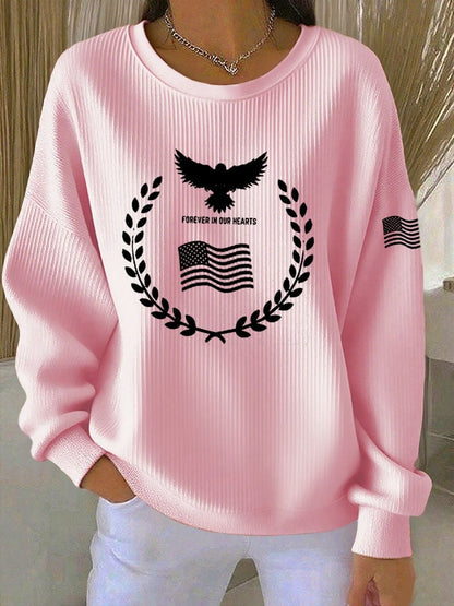 Women's Print Knit Crew Neck Long Sleeve Top