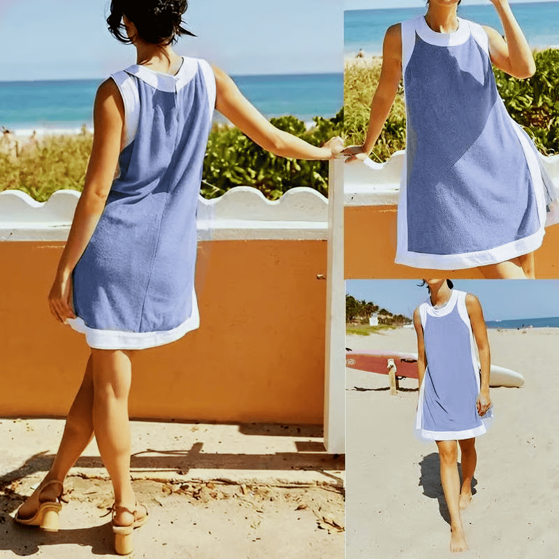 💃Women's 2-Piece Sets Color Block Crewneck Sleeveless Top + Skirt & Shorts w/ Pockets ✨BUY 2 FREE SHIPPING