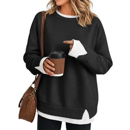 Women's Oversized Layered Sweatshirt with Drop Sleeves