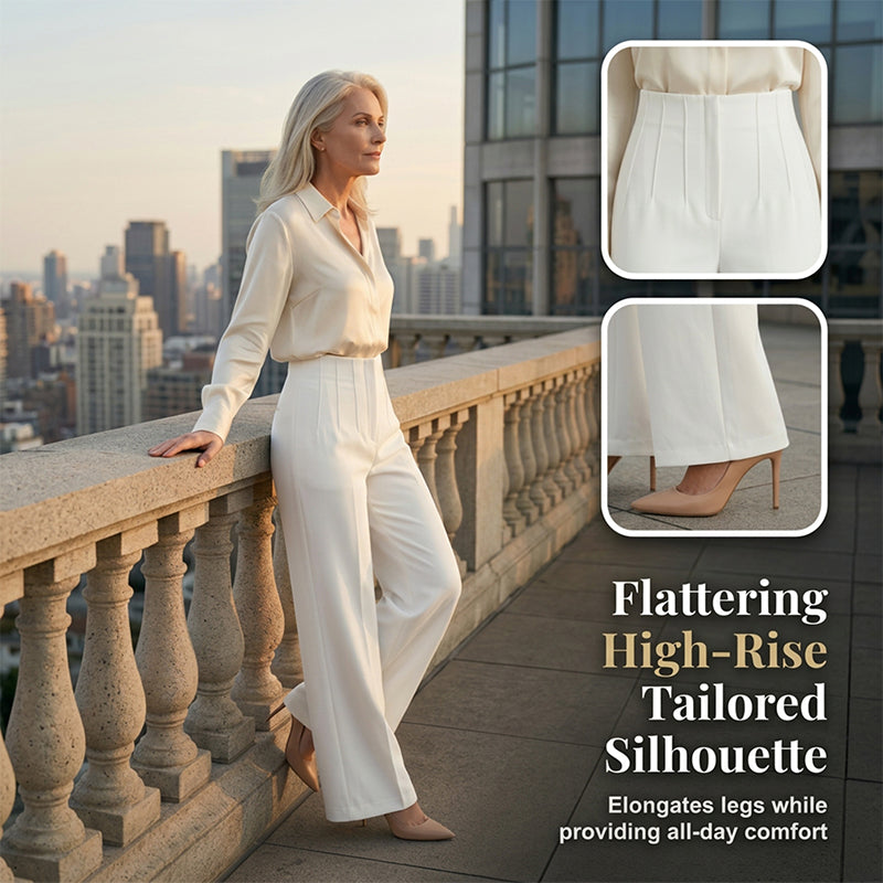 High-Waist Wide-Leg Pants – Breathable & Elegant Drape