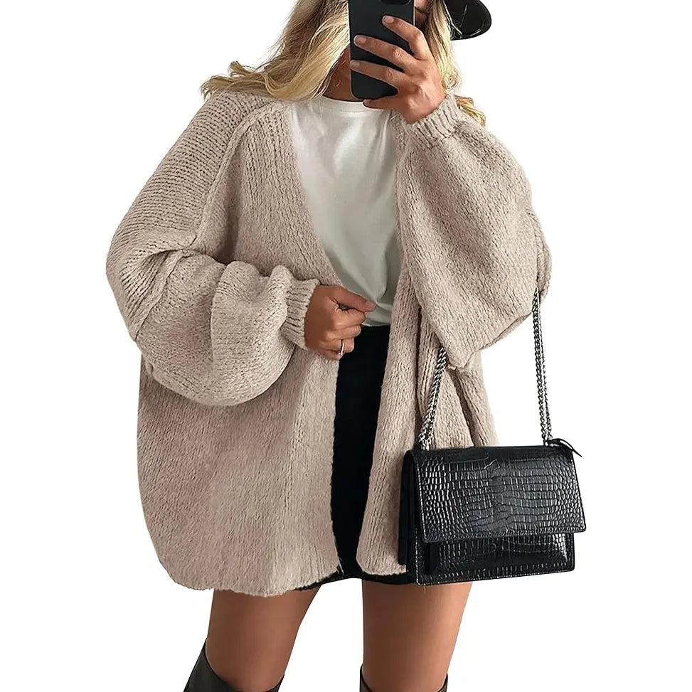 Women's Oversized Cardigan Sweater - Lightweight Knit
