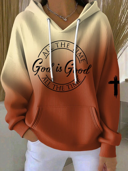 Women's God Is Good All The Time Print Casual Hoodie