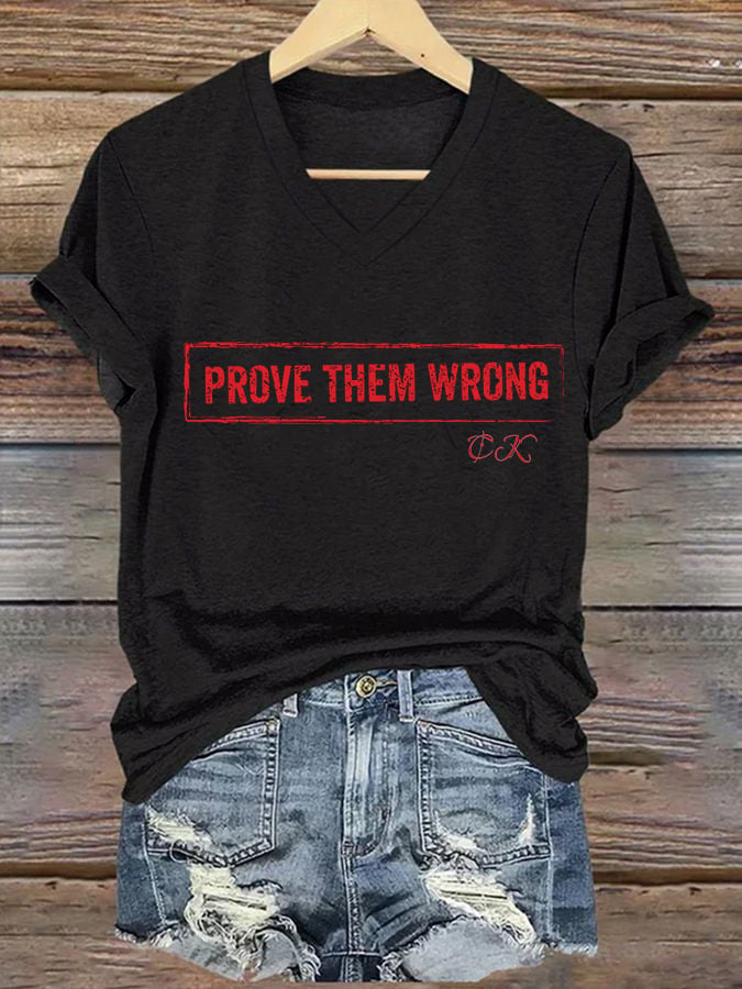 Women's Commemorative Print V Neck T-shirt