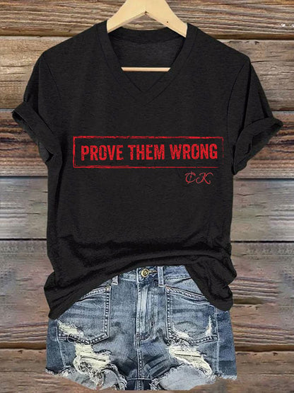 Women's Commemorative Print V Neck T-shirt