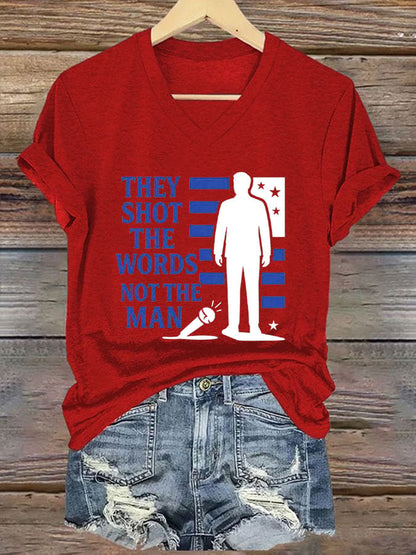 Women's Hot Spot Print V Neck T-shirt