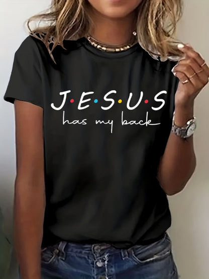 Women'S Jesus Has My Back Print T-Shirt