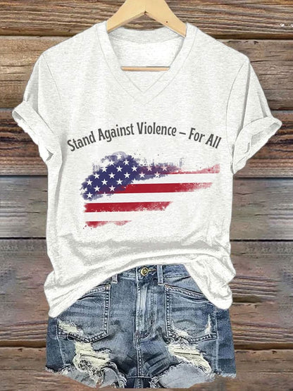 Women's Hot Spot Print V Neck T-shirt