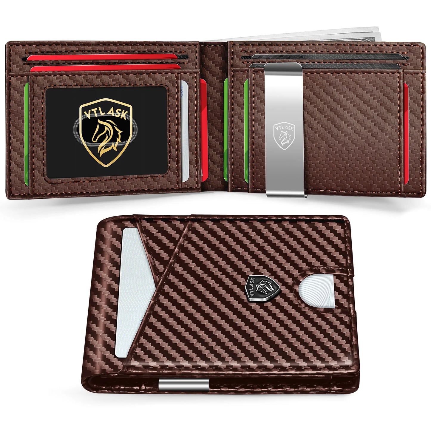 Men's RFID Pop-Up Bifold Wallet – Cash Slot, ID Window, Magnetic Closure 💳