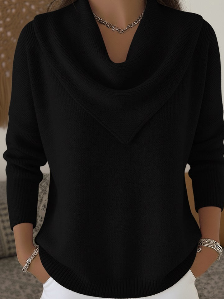 HOT SALE🔥 Elegant Retro Soft Triangle Neck Solid Color Sweater Top