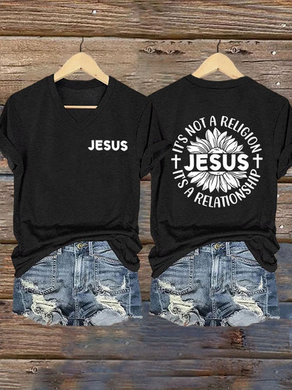 Women's It's Not A Religion It's A Relationship Printed T-Shirt