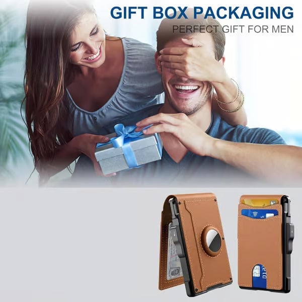 🔥Last Day 49% OFF🔥Wallet for Men - with Pop Up Aluminum Case Money Clip Slim Leather Slots Credit Card Holder RFID Blocking Bifold Minimalist Wallet