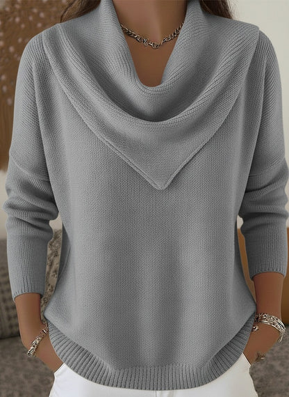 HOT SALE🔥 Elegant Retro Soft Triangle Neck Solid Color Sweater Top