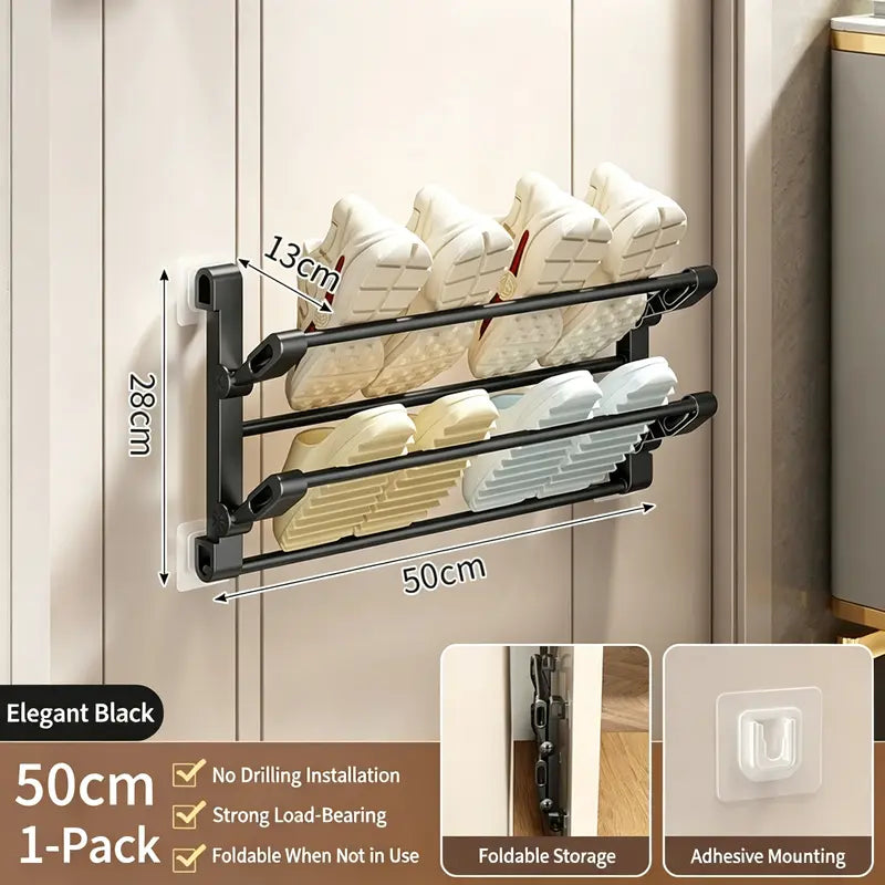 Foldable Wall-Mounted Shoe Rack 50cm Plastic Steel