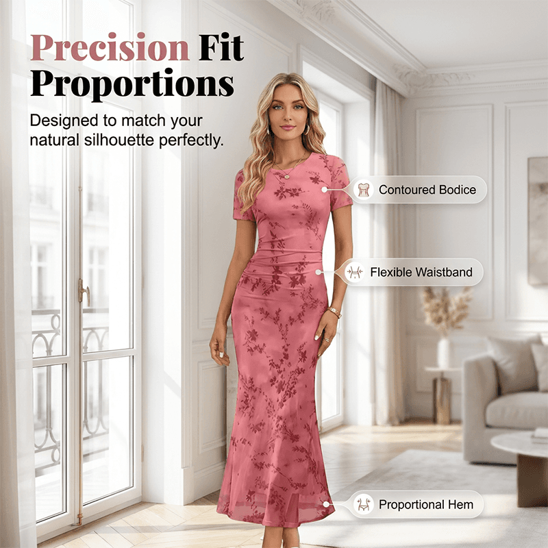 Women's Floral Mesh Mermaid Dress