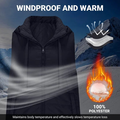 Women Long Puffer Vest Solid Color Sleeveless Hooded Winter Outwear