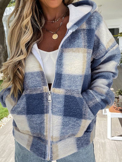 Check Zip Hooded Jacket
