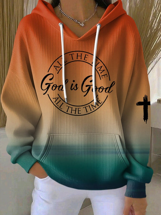 Women's God Is Good All The Time Print Casual Hoodie