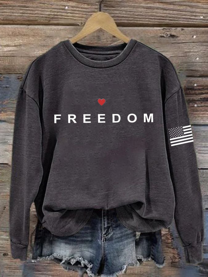 Women's Freedom American Flag Print Sweatshirt