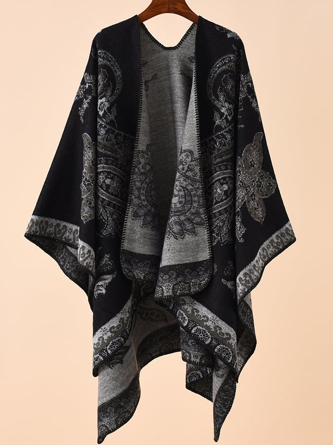 Women's Fashion Retro Contrast Color Faux Cashmere Shawl