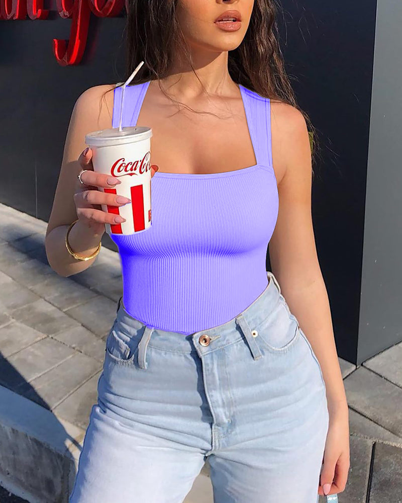 Ribbed Sleeveless Bodysuit