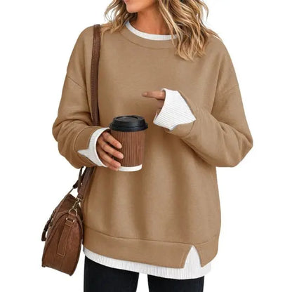 Women's Oversized Layered Sweatshirt with Drop Sleeves