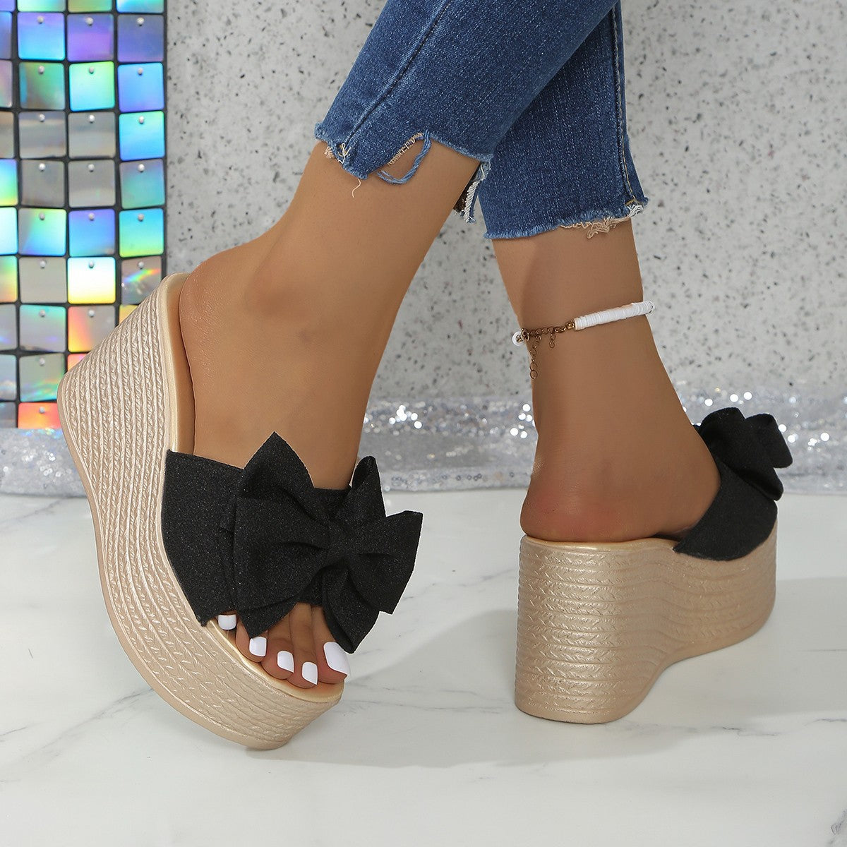Women’s BowBella Platform Wedge Sandals – Chunky Flatform Summer Shoes