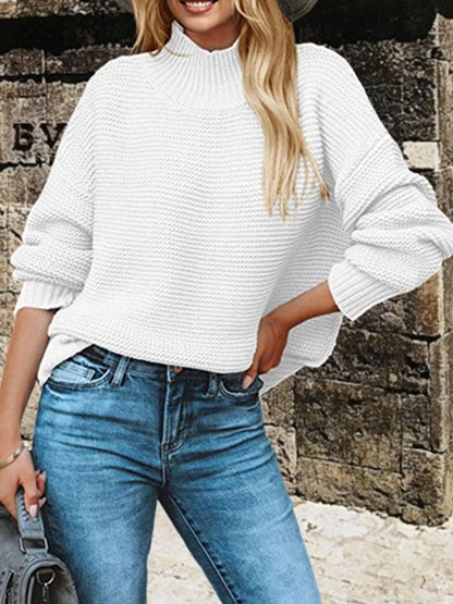 Women'S Loose Solid Color Casual Pullover Sweater
