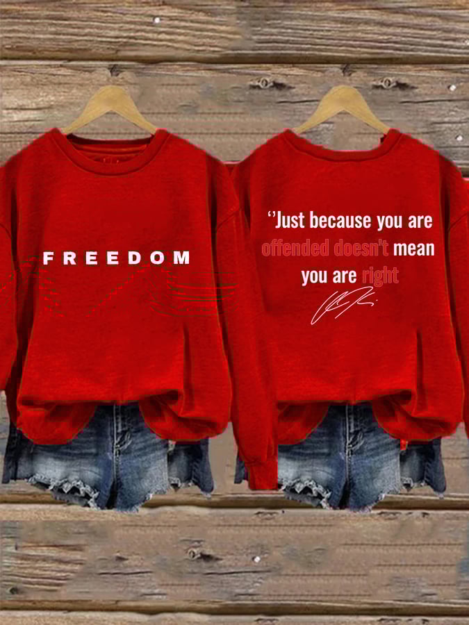 Women's Freedom American Flag Print Waffle Hoodie