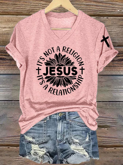 Women's Casual Retro Faith Print T-Shirt