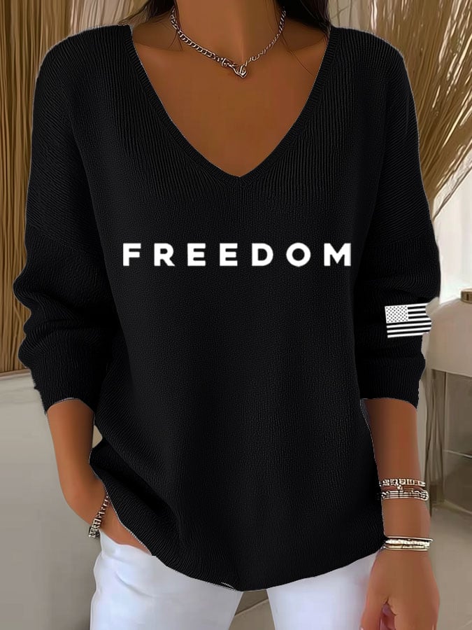 Women's Freedom Print Long Sleeve Top