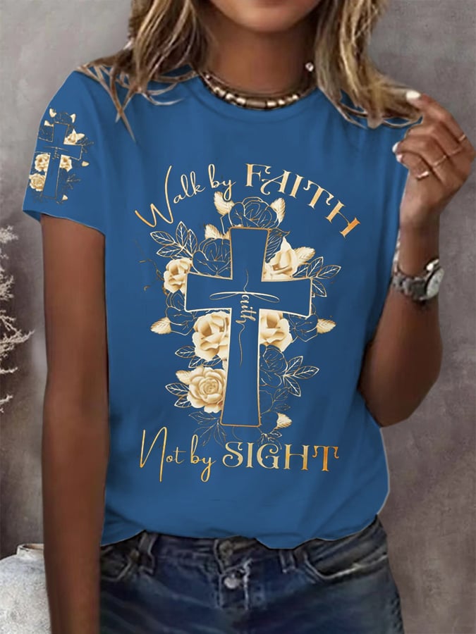 Women's  Walk By Faith  Faith  Print T-Shirt