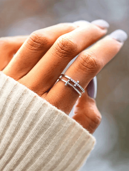 Women'S Fashion Double Cross Ring