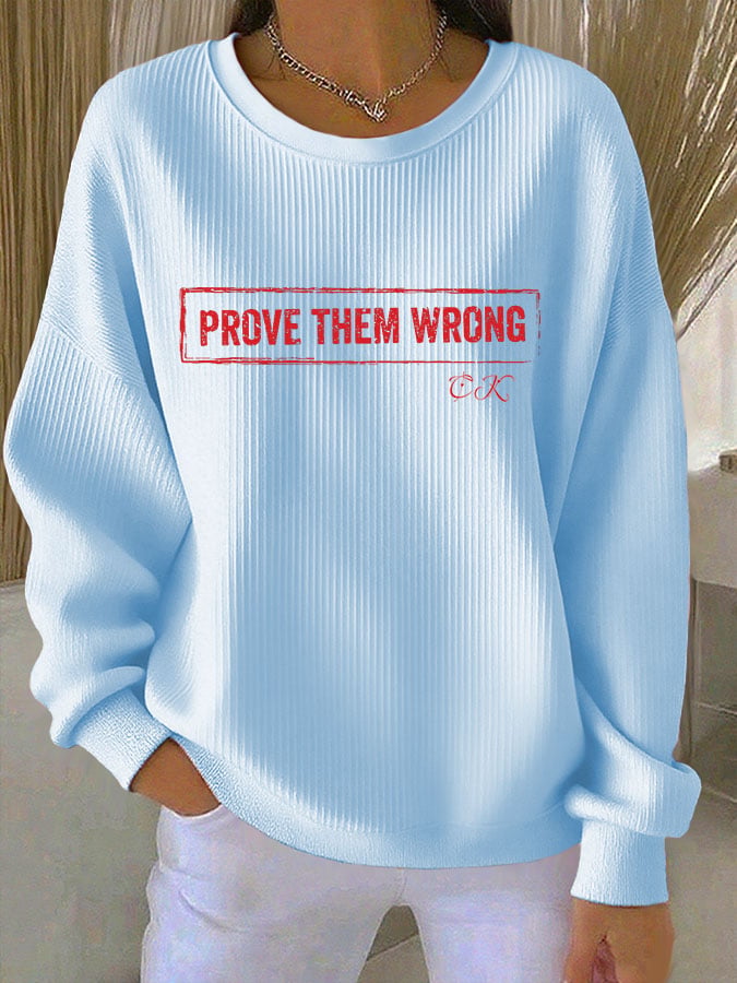 Women's Print Knit Crew Neck Long Sleeve Top