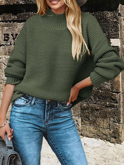 Women'S Loose Solid Color Casual Pullover Sweater