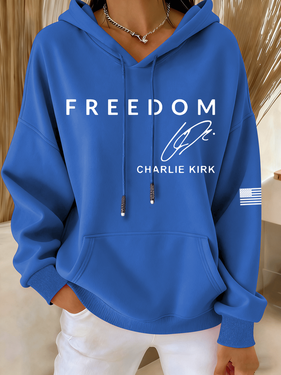 Women's Freedom Heat Transfer Cotton Hooded Sweatshirt