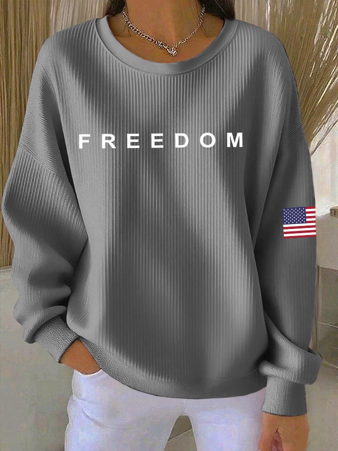 Women's Freedom American Flag Print Sweatshirt