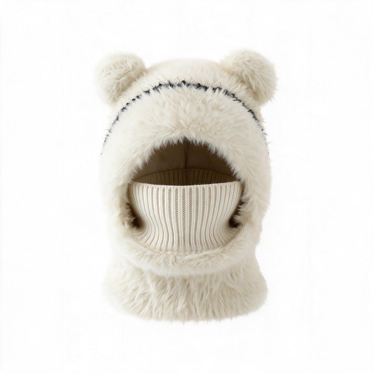 Bear Ear Balaclava Beanie – Soft Knit Winter Hat with Face & Neck Cover
